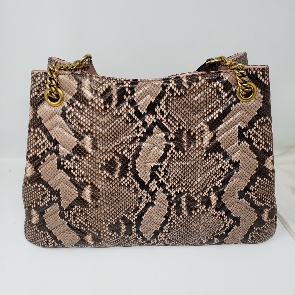 New Retail $3,990 Gucci Marmont Nude Python Tote - Picture 2 of 8